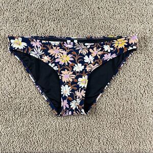 𝅺madewell Hipster Navy Blue Floral Bikini Swim Bathing Suit Bottoms Small